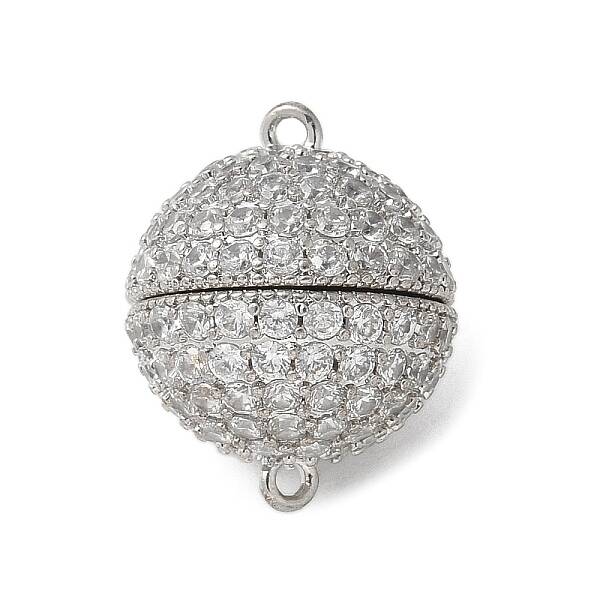 Brass Micro Pave Cubic Zirconia Magnetic Clasps