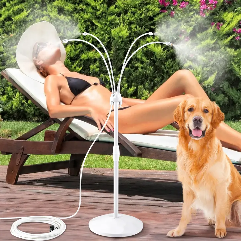 HIRALIY Standing Misting Cooling System for Outside Patio, with 26.2FT Water Supply Line, Adjustable Height, Pool Accessories...