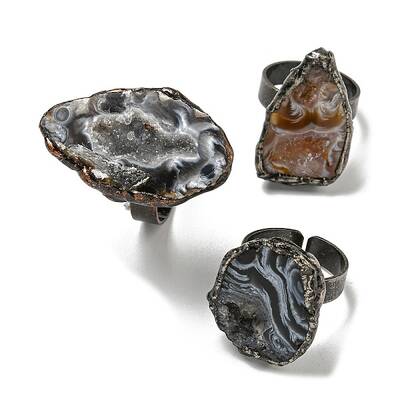 Natural Agate Adjustable Rings
