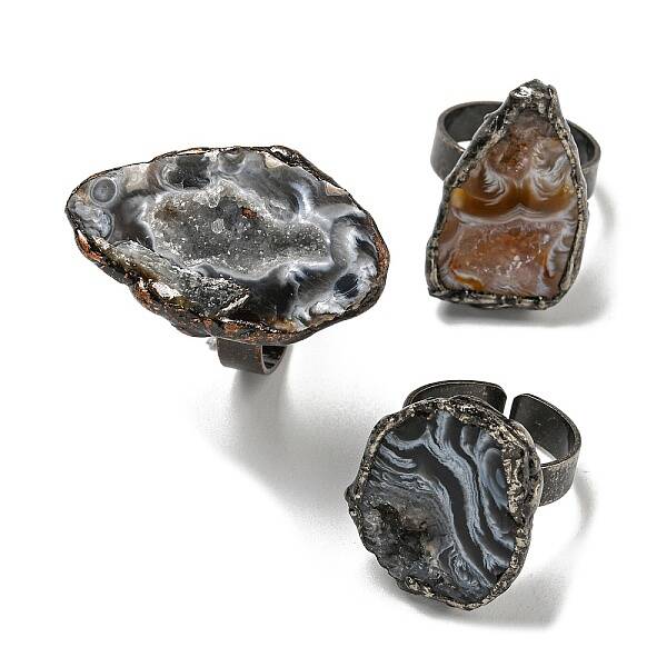 Natural Agate Adjustable Rings