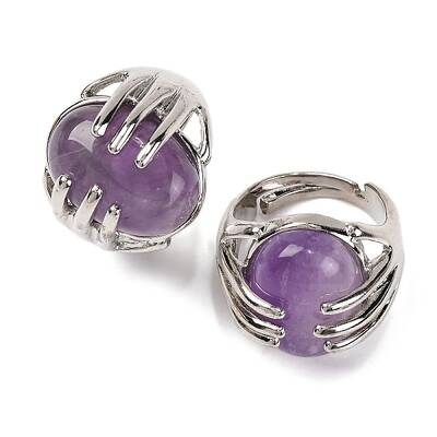 Oval Natural Amethyst Finger Ring