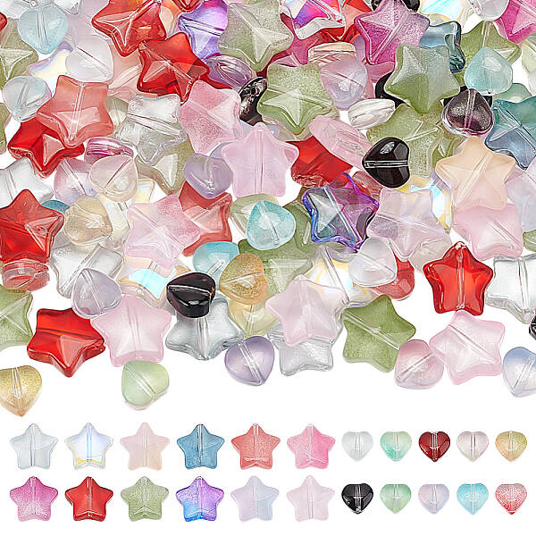 200Pcs 2 Styles Transparent Glass Beads