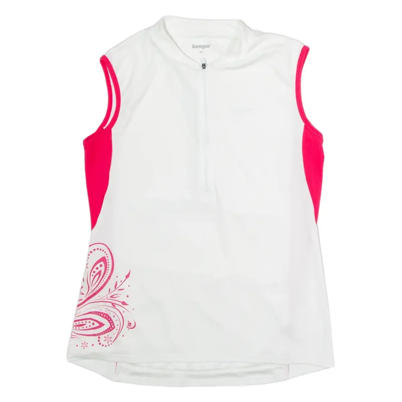 BENGER Cycling Womens Jersey White Sleeveless 1/2 Zip UK 12