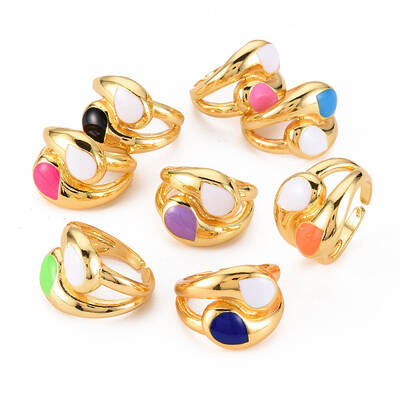 Brass Enamel Cuff Rings