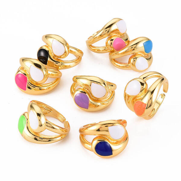 Brass Enamel Cuff Rings