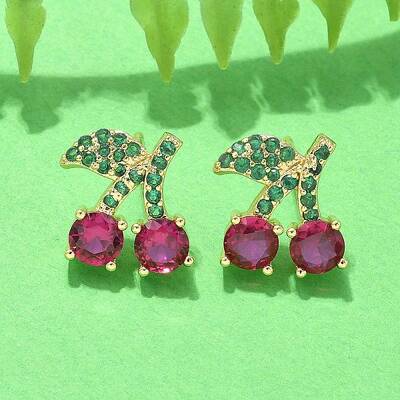Brass Micro Pave Cubic Zirconia Stud Earrings