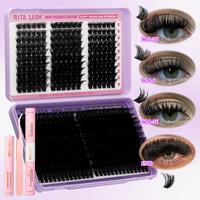 Cluster Eyelashes Kit, 1 Box Natural Look Eyelash Extensions, Self Grafting Curl Eyelashes, Eye Makeup Enhancement False Eyel...