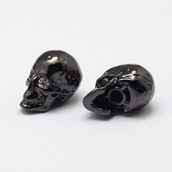 Skull Brass Micro Pave Cubic Zirconia Beads