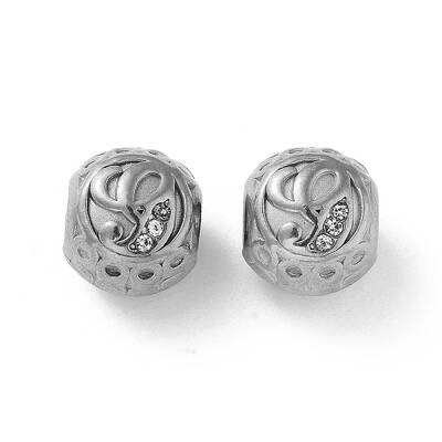 304 Stainless Steel Rhinestone European Beads