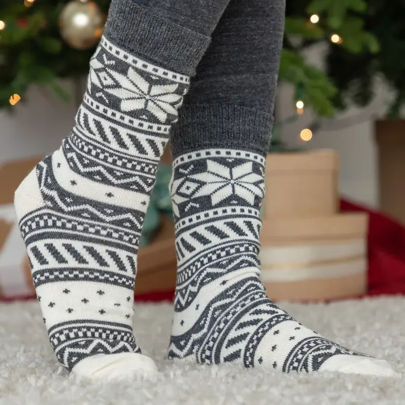 Tis The Season Alpaca Blend Socks - White
