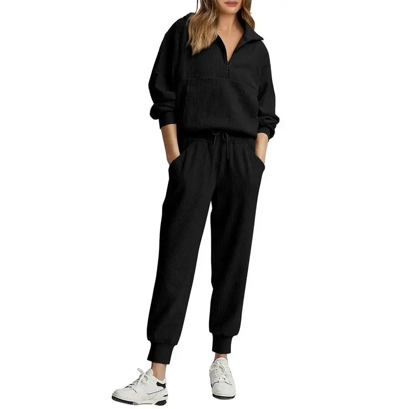 Women's 2-Piece Sweatsuits Set Long Sleeve Half Zip Pullover Sweatshirt Joggers Pants Comfy Outfits Soft Tracksuit Athletic T...