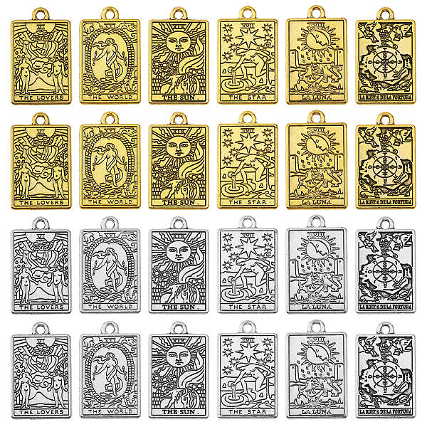 24Pcs 12 Styles Rack Plating Alloy Pendants