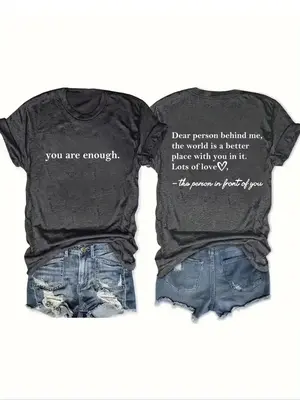 Letter & Heart Print Round Neck Back To School Tee, Summer Slogan Graphic Crew Neck T-shirt for Holiday, Summer Outfits 2024...