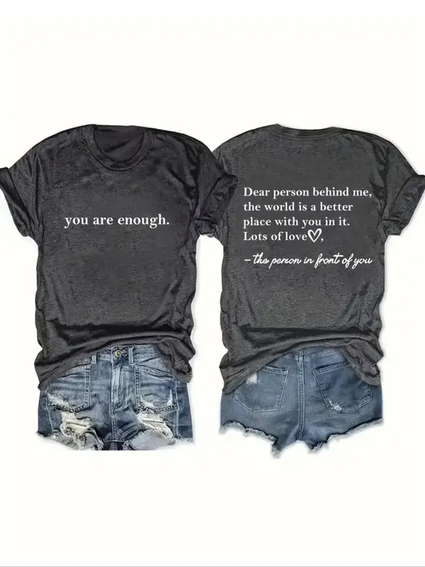 Letter & Heart Print Round Neck Back To School Tee, Summer Slogan Graphic Crew Neck T-shirt for Holiday, Summer Outfits 2024...