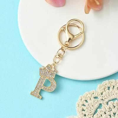 Golden Alloy Rhinestone Keychain
