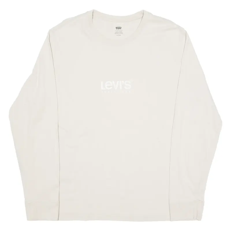 LEVI'S Mens T-Shirt Beige Long Sleeve Crew Neck XL