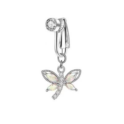 304 Stainless Steel Pave Clear Cubic Zirconia Clip on Belly Rings
