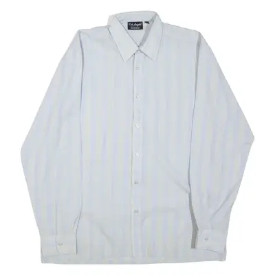 CRE ANGELO Mens Shirt Blue Striped Long Sleeve L