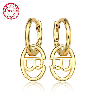 Real 18K Gold Plated 925 Sterling Silver Hoop Earrings