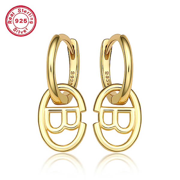 Real 18K Gold Plated 925 Sterling Silver Hoop Earrings