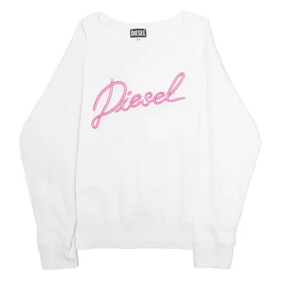 DIESEL Womens Sweatshirt White Crew Neck L