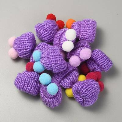 Woolen Crochet Mini Hat with Double Pom Pom Ball