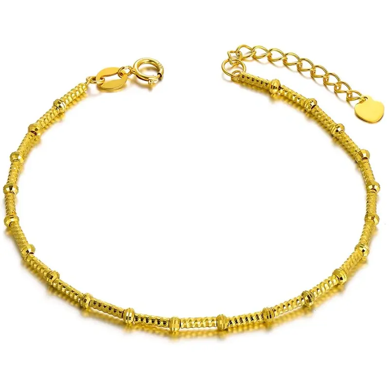 9K Gold Bead Snake Bone Chain Bracelet for Women