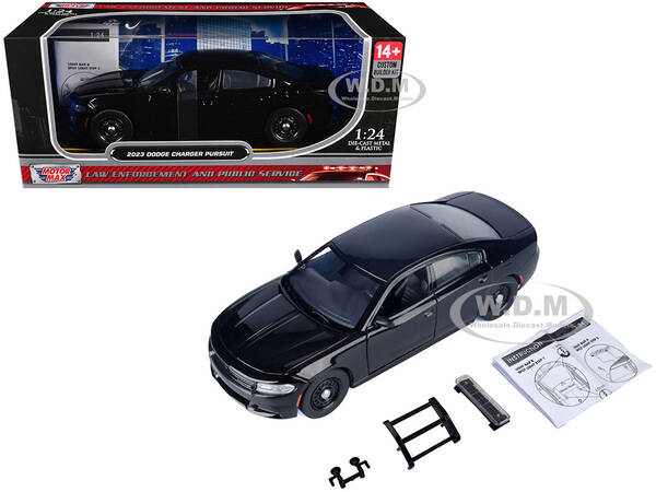 2023 Dodge Charger Pursuit Police Car Black Custom Builders Kit - Law Enforcement and Public Service Series 1/24 Diecast Mode...