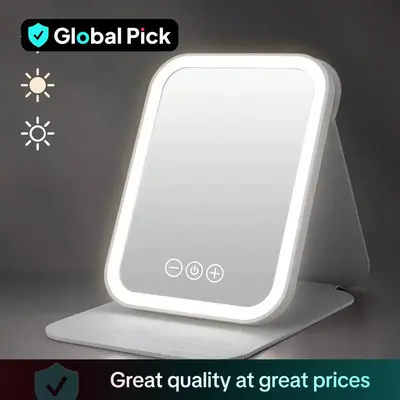 Foldable Makeup Mirror with Three Color LED Lights, Portable Desk Cosmetic Mirror for Office Room Dormitory, Friday Festival ...