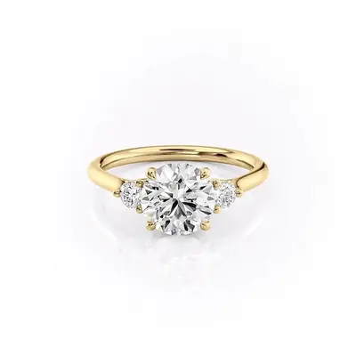 Sterling Silver with Gold Plated Round Moissanite Ring