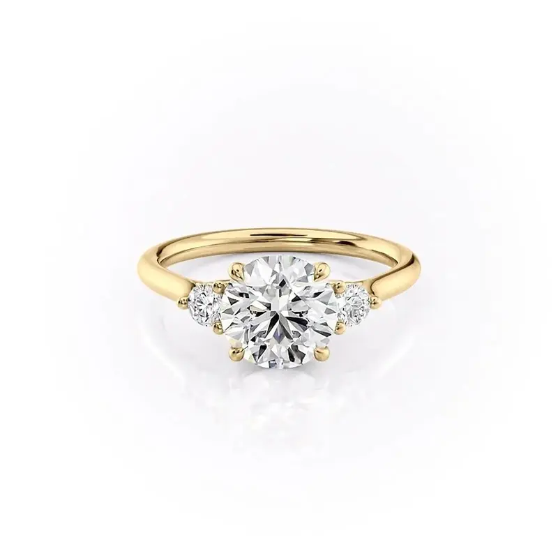 Sterling Silver with Gold Plated Round Moissanite Ring