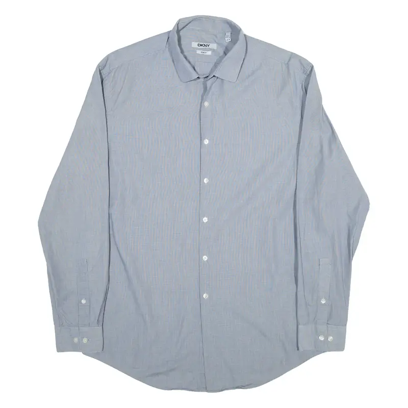 DKNY Slim Fit Plain Shirt Grey Long Sleeve Mens L