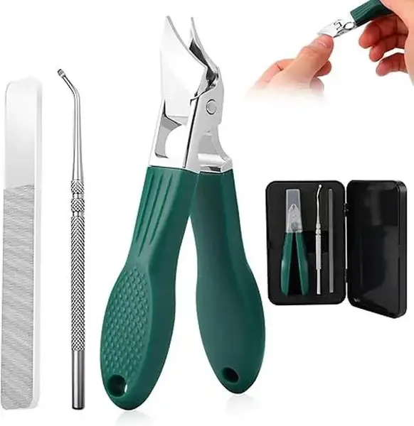 Eagle Beak Beveled Nails Clippers, 3-Piece Sets of Wide Jaw Opening Anti-Splash Slanted Nail Clipper, Oblique Ingrown Toenail...