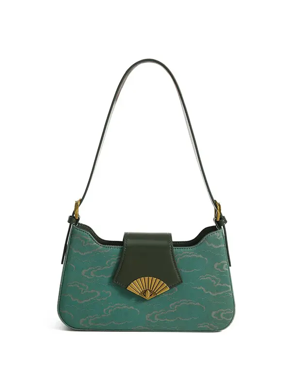 Smting canvas baguette bag with Fan Lock