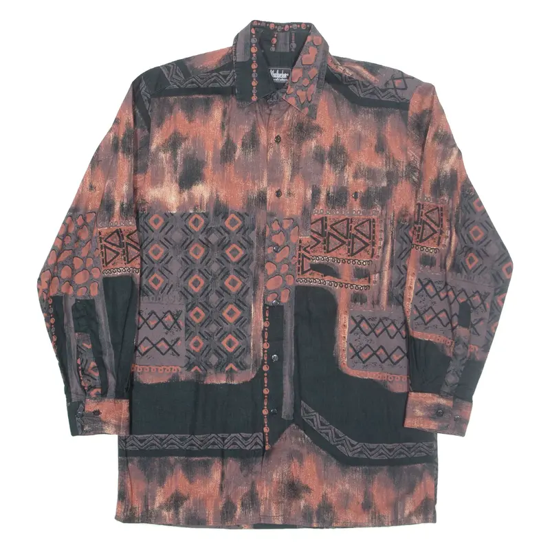 WOODPECKER Mens Shirt Red Crazy Pattern Long Sleeve S