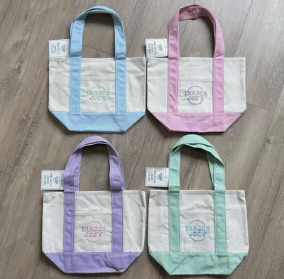 Trader Joe's Pastel Mini Canvas Tote Bag