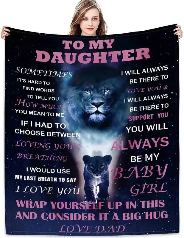 Daughter Gift from Dad Birthday Gifts from Lion Father Blanket to My Daughter Romantic Christmas Birthday Gifts Love Letter f...