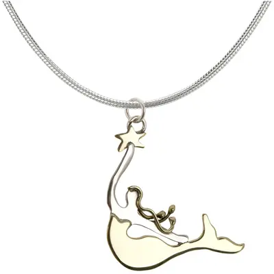 Sterling & Brass Mermaid Necklace - with Diamond Cut Chain