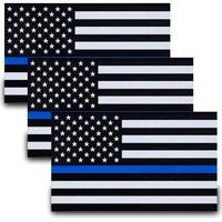 Besby 3pcs Reflective US Flag Stickers, Thin Blue Line American Flag Decal Car Laptop Bumer Sticker 5\