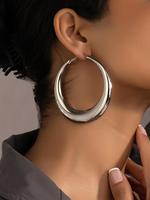 Simple Style Plain Color Hoop Earrings for Women,  Flat Pierced Jewelry, Summer Casual New Trendy Hoop Earrings, Fashionable ...
