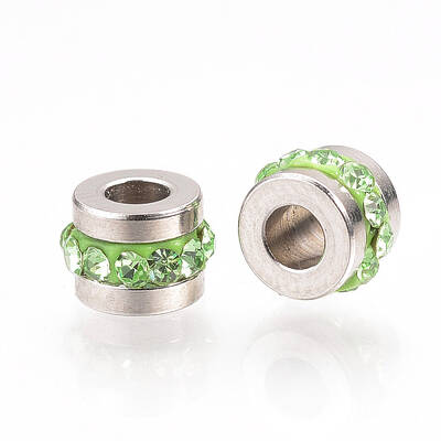 201 Stainless Steel Polymer Clay Rhinestone Inlaid Beads