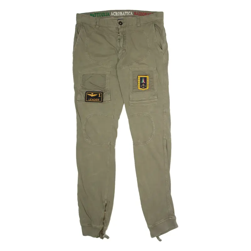 AERONAUTICA MILITARE Cargo Mens Trousers Green Regular Skinny W34 L34