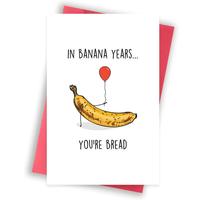 Funny Banana Bread Pattern Happy Birthday Card, 1 Count Cute Cartoon Letter Graphic Birthday Greeting Card with Envelope, Gre...