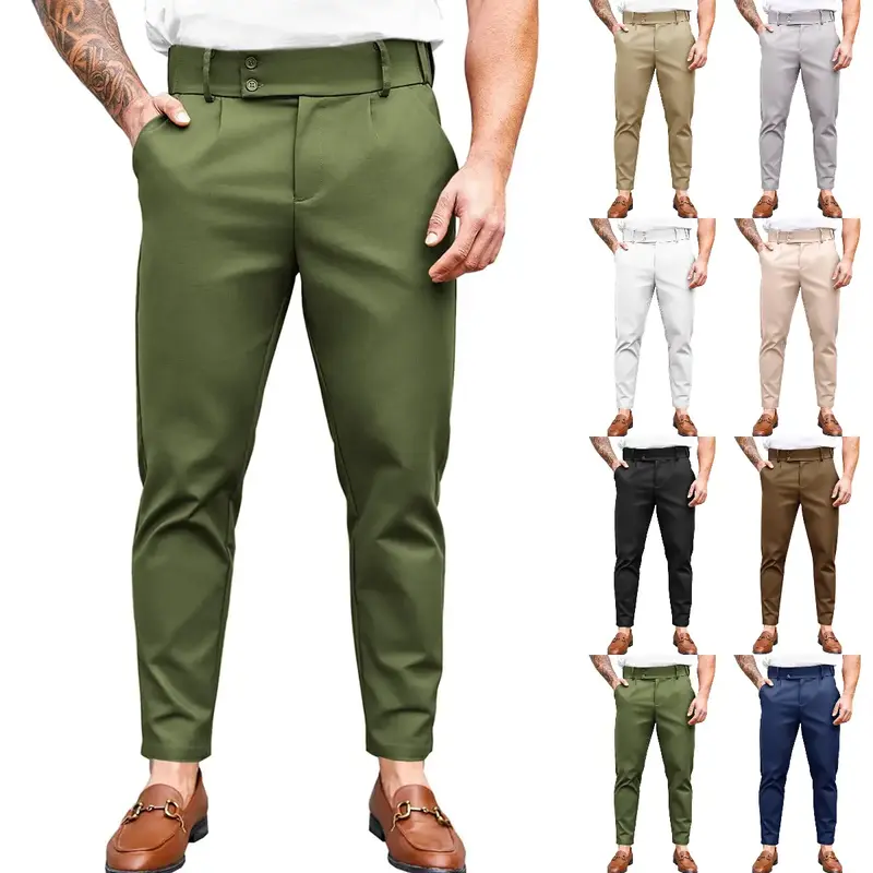 Beotyshow Mens Chino Pants Slim Fit Flat Front Stretch Skinny Tapered Dress Pants Casual Trousers Father's Day Gift
