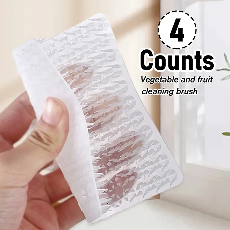 4 Counts Vegetable Scrubber, Multifunctional Scrubber Cleaning Brushes for Fruit and Vegetable, Dense Soft Cleaner Scrubber B...