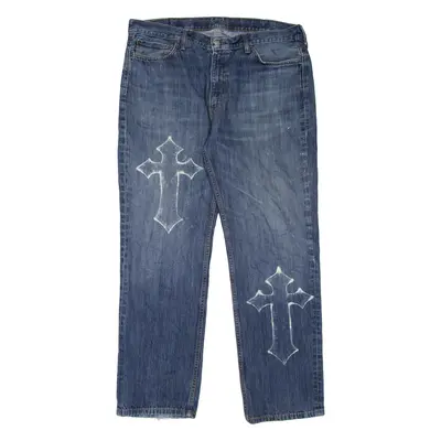 LEVI'S 514 Jeans Customised Mens Blue Slim Straight Stone Wash W40 L32