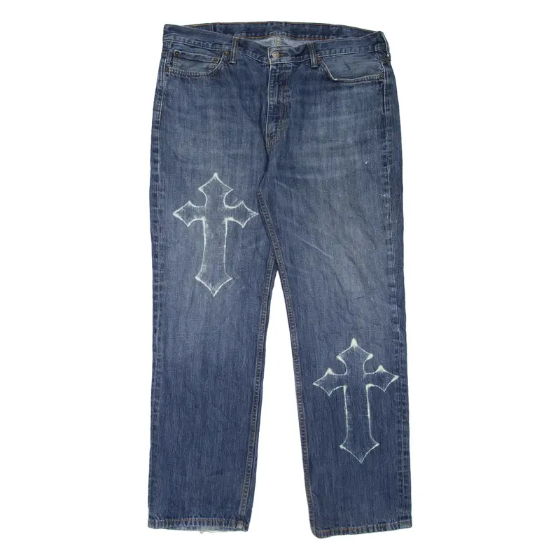 LEVI'S 514 Jeans Customised Mens Blue Slim Straight Stone Wash W40 L32