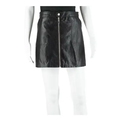 Faux Leather Zip Womens Straight Skirt Black Short M