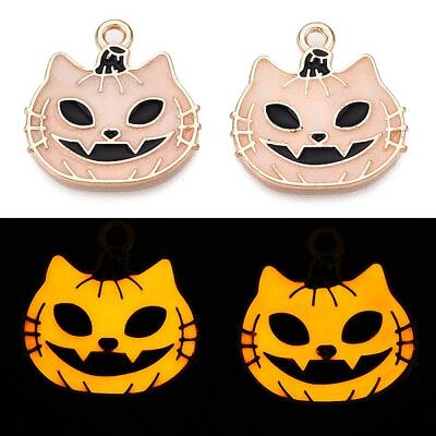Halloween Theme Rack Plating Luminous Alloy Enamel Pendants