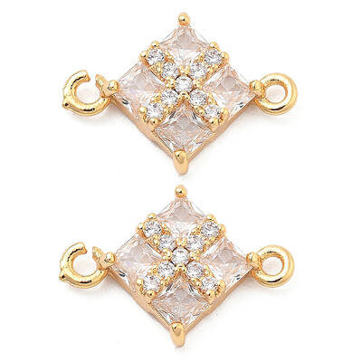 Brass Clear Cubic Zirconia Connector Charms